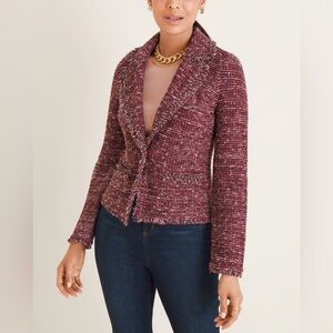 Chico’s Burgundy Tweed Cardigan